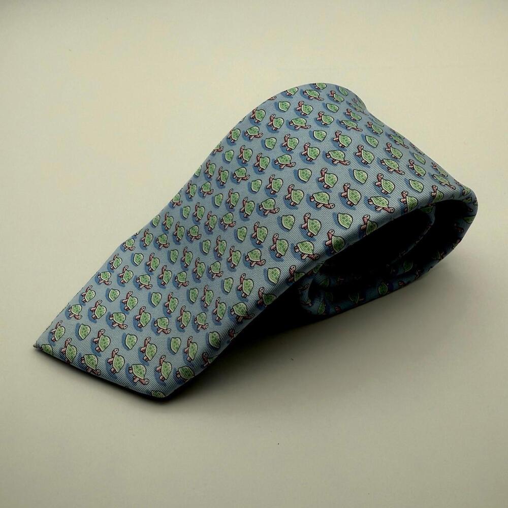 Vineyard Vines Silk Necktie Men’s Tie Turtle Shell Blue Green